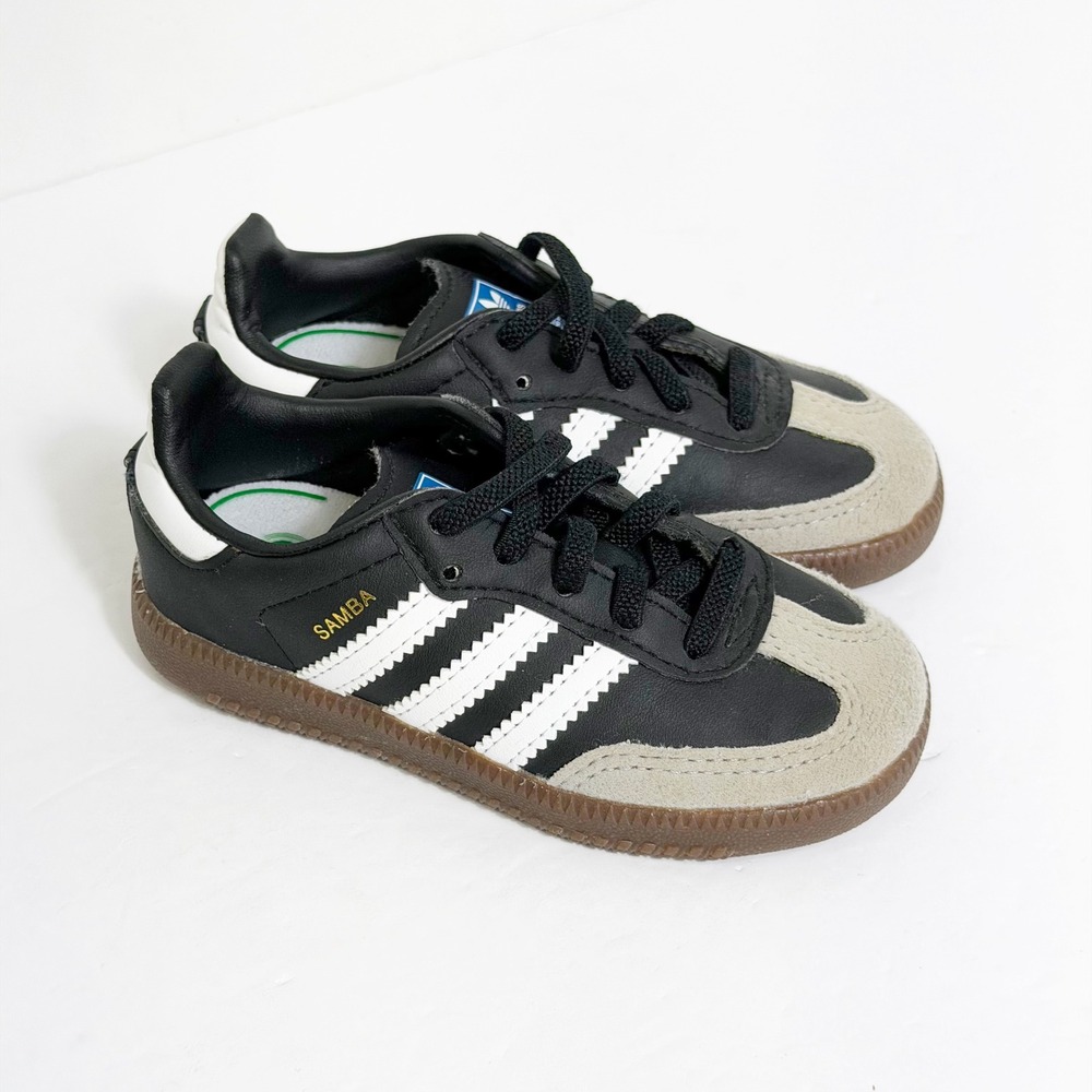 Adidas Samba OG Sneakers Boys Size 6K Black White Gum Classic Leather Shoes